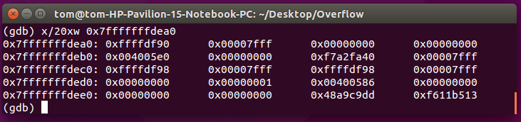 Stack frame where main method resides in before user input